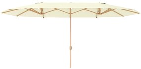 Outsunny Chapéu de Sol Duplo 4,55x2,65 m Chapéu de Sol de Exterior com Manivela Manual e Proteção Solar Chapéu de Sol Grande Bege