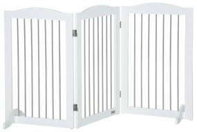 PawHut Barreira para Cães Dobrável 154x30x80 cm com Suporte e 3 Painéis Branco | Aosom Portugal
