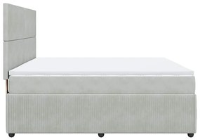 Cama com molas/colchão 180x200 cm veludo cinzento-claro