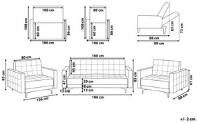 Conjunto de sofás reclináveis com 5 lugares em tecido cinzento claro ABERDEEN Beliani