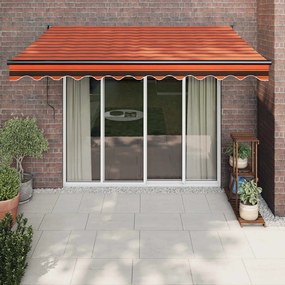 Toldo retrátil automático 3,5x2,5 m laranja e castanho