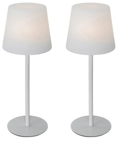 LED Conjunto de 2 candeeiros de mesa recarregáveis brancos 40 cm IP54 - Jude Moderno