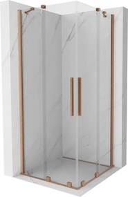 Mexen Velar Duo cabina de duche deslizante 90 x 90 cm, transparente, cobre escovado - 871-090-090-02-65