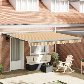 Toldo Retrátil Automático Listrado Multicolorido 400x300 cm