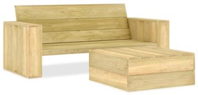 vidaXL 2 pcs conjunto lounge de jardim madeira de pinho impregnada