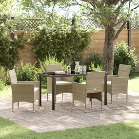 Conjunto de Jantar para Jardim 5 Peças Bege em Rattan Poliéster