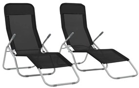 vidaXL Espreguiçadeiras dobráveis 2 pcs textilene preto