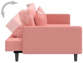 Sofá-cama 2 lugares com duas almofadas veludo rosa