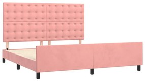Estrutura de cama c/ cabeceira 180x200 cm veludo rosa