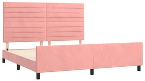 Estrutura de cama c/ cabeceira 180x200 cm veludo rosa