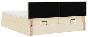 Estrutura de cama otomana com colchões tecido creme 200x200cm