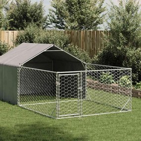 Canil exterior para cães com corredor 5x2x1,5 m aço galvanizado