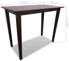 Conjunto mesa de bar de madeira e 4 cadeiras, castanho