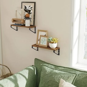 Conjunto de 2 prateleiras estante suspensa 12,7 x 40 x 11,2 cm castanho-preto