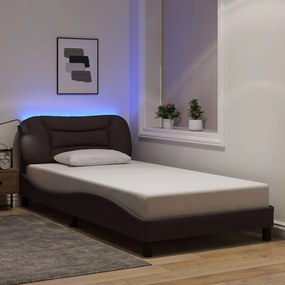 Estrutura de cama com LED sem colchão 100x200 cm tecido