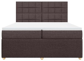 Cama com molas/colchão 200x200 cm tecido castanho-escuro