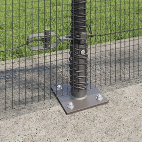 Cerca de Arame Soldado com 7 Postes Flangados Cinza 0.8x10 m Aço