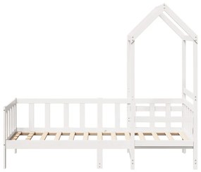 Sofá-cama com telhado 90x200 cm madeira de pinho maciça branco