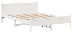 Cama sem colchão 160x200 cm madeira de pinho maciça branco