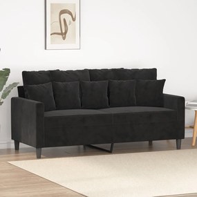 Sofá de 2 lugares veludo 140 cm preto