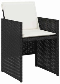 Conjunto de Jantar de Jardim de 5 Peças com Almofadas Preto Rattan Pol