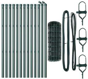 Cerca Euro com 13 Posts 0,4 x 25m em Aço Galvanizado Verde