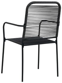 7 pcs conjunto de jantar p/ jardim corda de algodão e aço preto
