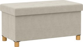HOMCOM Banco de Armazenamento Dobrável Capacidade de 67 L Estofado em Veludo Carga 120 kg 76x38x38 cm Creme | Aosom Portugal