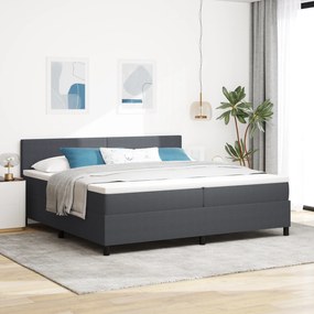 vidaXL Cama Box Spring com Colchão Cinza Escuro 200x200 cm Tecido de Veludo Cotelê