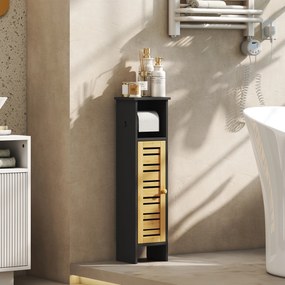 Móvel de casa de banho 21 L x 17 P x 78 A cm com suporte para papel higiénico, barra amovível, 3 níveis + saída para o papel, 78 cm de altura, bambu p