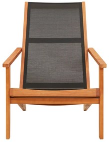 Cadeira lounge de jardim eucalipto maciço e textilene preto