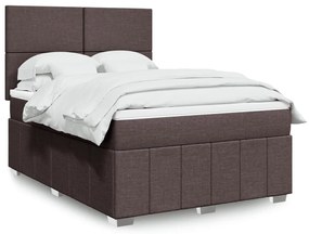 Cama com molas/colchão 160x200 cm tecido castanho-escuro