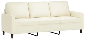 3 pcs conjunto de sofás com almofadões veludo cor creme