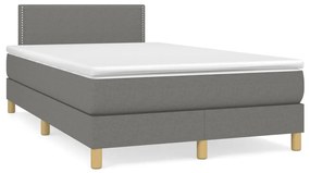 Cama box spring c/ colchão e LED 120x190 cm tecido cinza-escuro