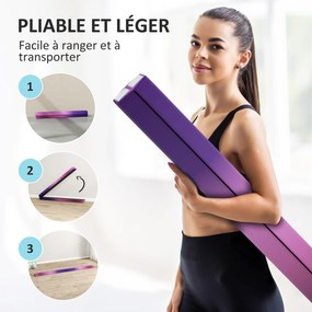 Trave de Ginástica Dobrável, 236 x 15 x 6,5 cm, Núcleo em Espuma EVA, Violeta
