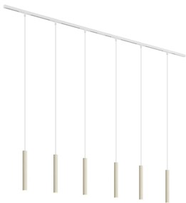 Sistema de iluminação de trilho moderno com 6 pendentes bege e branco monofásico - Slimline Keno