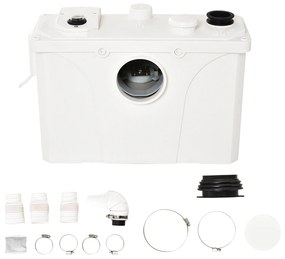 HomCom Bomba Trituradora de Águas Residuais para Casa de banho, Lavatório ou Cozinha Trituradora de 600 W com 3 Entradas - 51 x 21 x 31 cm