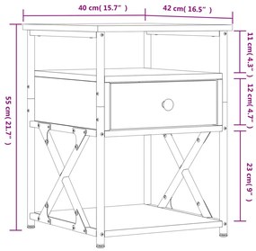 Mesa de cabeceira 40x42x55 cm derivados madeira sonoma cinza
