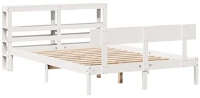 Cama sem colchão 135x190 cm madeira de pinho maciça branco