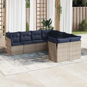 vidaXL 8 pcs conjunto sofás p/ jardim c/ almofadões vime PE cinzento
