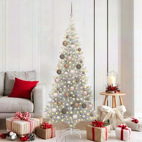 vidaXL Árvore de Natal com 300 LEDs com suporte Prateado 180 cm PET