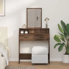 Mesa de Maquiagem com Gavetas Castanho Carvalho 79x41x140 cm