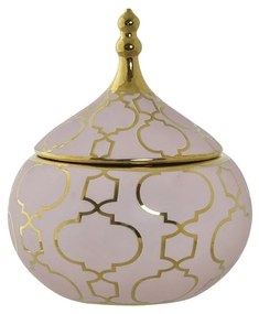 Guarda-Joias DKD Home Decor Porcelana Cor de Rosa Dourado 14 x 14 x 17 cm