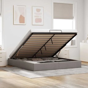 vidaXL Estrutura de cama otomana sem colchão cinza 200x200 cm tecido