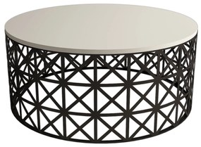 Mesa de Centro Selin Metal Ferforje – Creme e Preto – 90x90x38 cm