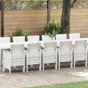 Conjunto de Jantar para Jardim vidaXL com 17 Peças e Almofadas de Rattan Branco