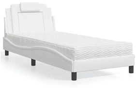 Cama com colchão 80x200 cm couro artificial branco