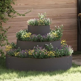 vidaXL Conjunto de Vasos para Jardim em Aço Preto