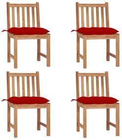 Cadeiras de jardim c/ almofadões 4 pcs madeira de teca maciça