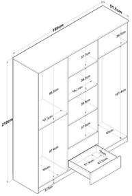 Roupeiro BA113 – Nogueira e Branco – 180 cm x 210 cm x 51,5 cm